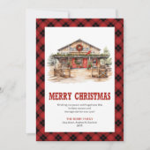 carte de Noël occidentale de style ranch tartan (Devant)