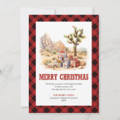 Carte de Noël occidentale rouge noir style ranch (Devant)