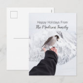 Carte de Noël Oiseau d'Hiver Dans la Neige (Devant / Derrière)