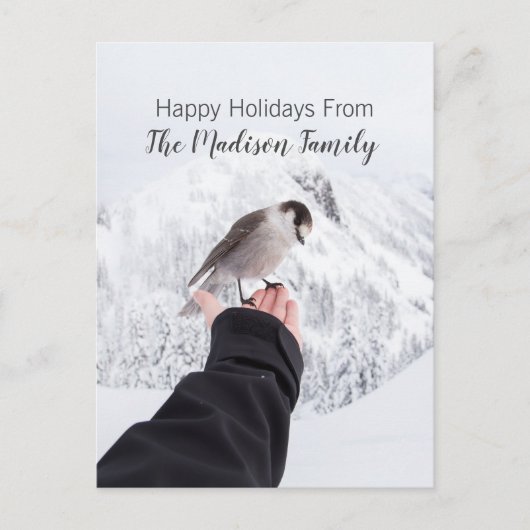 Carte de Noël Oiseau d'Hiver Dans la Neige (Devant)