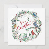 Carte de Noël oiseau et couronne (Devant)