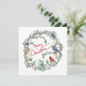Carte de Noël oiseau et couronne de Noël (Debout devant)