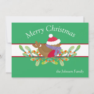 Carte de Noël Oiseau sur une Branche Plate