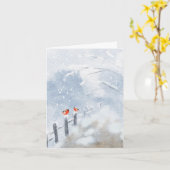 Carte de Noël Oiseaux couleur eau (Fleur jaune)