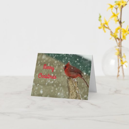 Carte de Noël Oiseaux dans la Neige (Fleur jaune)