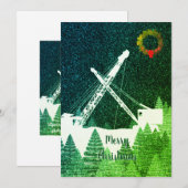 CARTE DE NOËL OPÉRATEUR DE GRUE À PATINS HIVER NEI (Devant / Derrière)