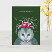 Carte de Noël Opossum (Fleur jaune)