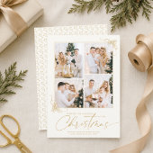 Carte de Noël Or Écriture Manuscrite 4 Photos