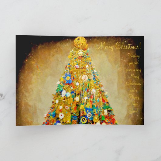 Carte de Noël or et vert de style Gustav Klimt (Intérieur)