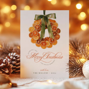 Carte de Noël Orange Wreath