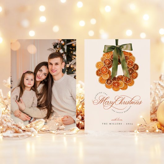 Carte de Noël Orange Wreath