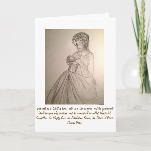 Carte de Noël originale d'art : Madonna et enfant (Devant)