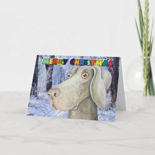 Carte de Noël originale de chien de weimaraner (Devant)