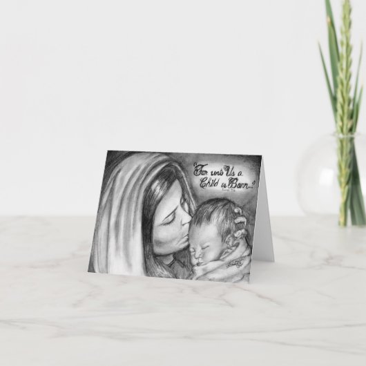 Carte de Noël originale de dessin au crayon (Devant)