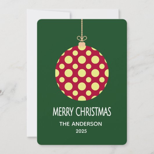Carte de Noël Ornement Rétro à Points Christmas (Devant)