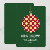 Carte de Noël Ornement Rétro à Points Christmas (Devant / Derrière)