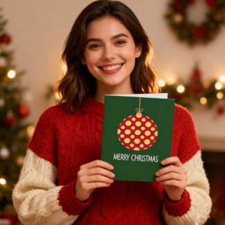 Carte de Noël Ornement Rétro à Points Christmas