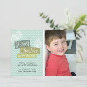 Carte de Noël ornementale Aqua Chevron (Debout devant)