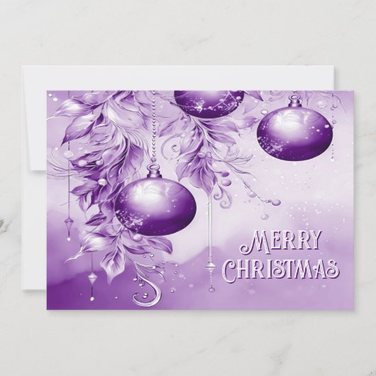 Carte de Noël Ornements violets (Devant)