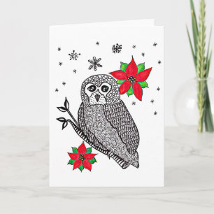 Carte de Noël ou de hibou d'hiver