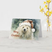 Carte de Noël Ours blanc (Fleur jaune)