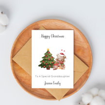 Carte de Noël Ours en Peluche Sapin pour Petite-Fi