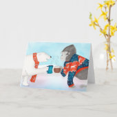 Carte de Noël Ours polaire et gorille (Fleur jaune)