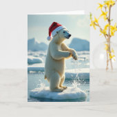 Carte de Noël Ours Polaire Splash (Fleur jaune)