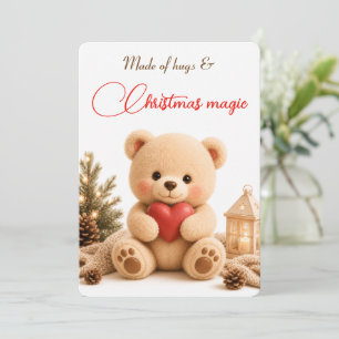 Carte de Noël Ourson en Peluche Douce