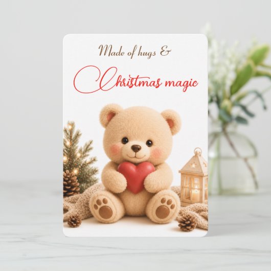 Carte de Noël Ourson en Peluche Douce (Debout devant)