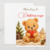Carte de Noël Ourson en Peluche Douce (Devant / Derrière)