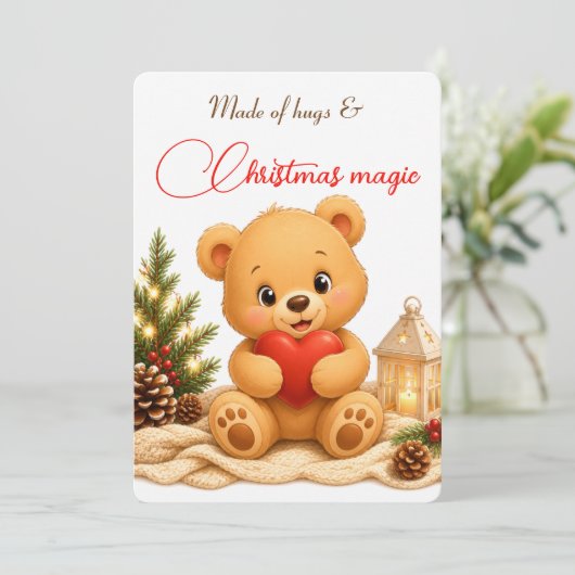 Carte de Noël Ourson en Peluche Douce (Debout devant)