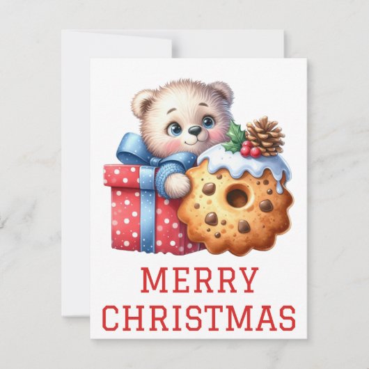 Carte de Noël Ourson Mignon (Devant)