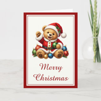 Carte de Noël Ourson Père Noël