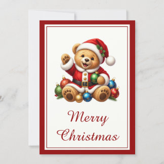 Carte de Noël Ourson Père Noël