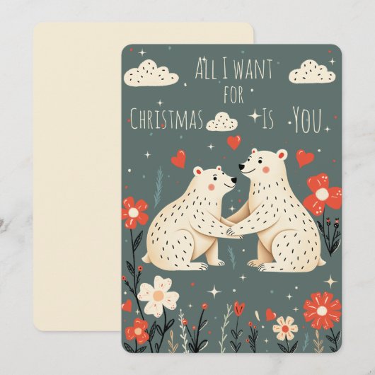 Carte de Noël Oursons Polaires Mignons (Devant / Derrière)