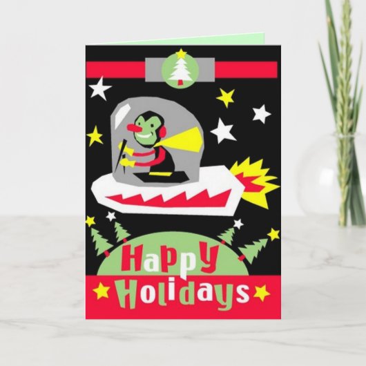 Carte de Noël "OVNI Alien" (Devant)