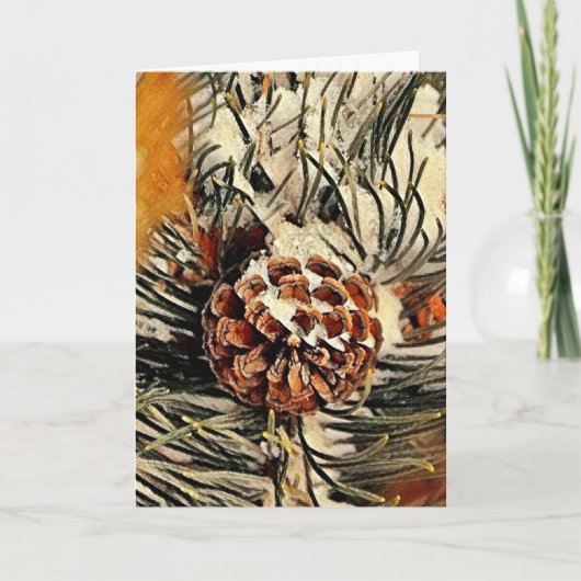 Carte de Noël Painted Snowy Pinecone (Devant)