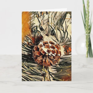 Carte de Noël Painted Snowy Pinecone