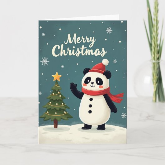Carte de Noël Panda Joyeux (Devant)