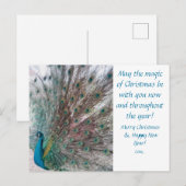 Carte de Noël Paon (Devant / Derrière)