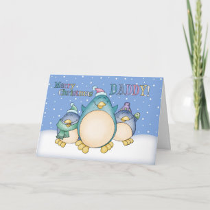 Carte de Noël Papa Avec Pingouins