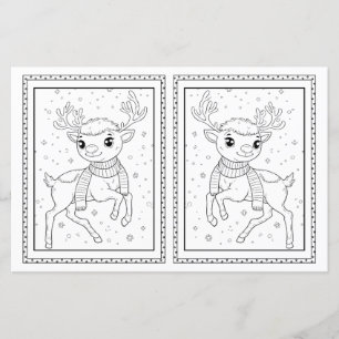 Carte de Noël Papier Reinder Coloriage pour enfant