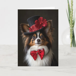 Carte de Noël Papillon Élégant Chien Victorien