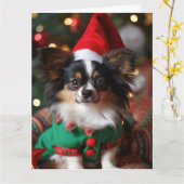 Carte de Noël Papillon Elf Puppy (Fleur jaune)