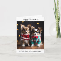 Carte de Noël Papillon Puppies