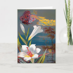 Carte de Noël papillon victorien