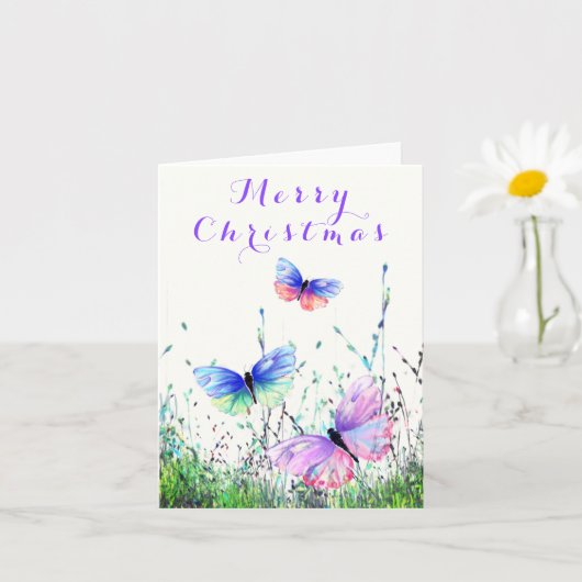Carte de Noël Papillons Volants (Petite plante)