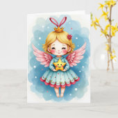 Carte de Noël Pastel Angel (Fleur jaune)