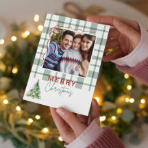 Carte de Noël Pâté Vert Rustique Photo Pliée